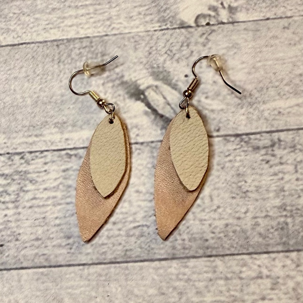 Chic Two-Tone Leather Leaf Earrings
